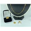 Image 1 : 4 PCS TOTAL: 1- ONE 22KT YELLOW GOLD CURBED PEAR SHAPED AND BALL LINK CHAIN, WEIGHS 14.50 GRAMS,