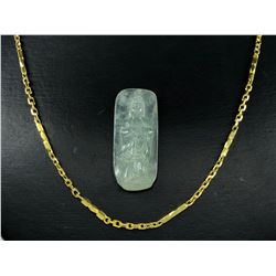 2 PCS TOTAL: 1- ONE 22KT YELLOW GOLD FACETED CABLE LINK CHAIN, WEIGHS 18.40 GRAMS, 50CM LONG,