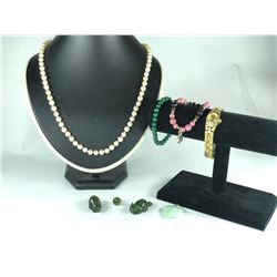 6 PCS TOTAL: 1- ONE OPERA LENGTH STRAND OF ROUND WHITE JAPANESE AKOYA CULTURED PEARLS, 94 PEARLS,