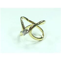 LADIES 14K YELLOW AND WHITE GOLD DIAMOND SET DRESS RING