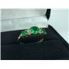 Image 2 : LADIES 14KT YELLOW GOLD EMERALD DIAMOND DRESS RING