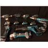 Image 1 : LOT OF ASSORTED MAKITA 18 VOLT CORDLESS TOOLS: DRILL, 3 IMPACT DRILLS, DRYWALL DRILL, 2 GRINDERS,