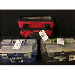 HUSKY TRADES TOOL BAG WITH CONTENTS & 2 TOOL BOXES WITH CONTENTS
