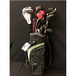 SET OF GOLF CLUBS WITH PING BAG, TAYLORMADE SLDR DRIVER, AND MORE