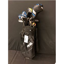 SET OF GOLF CLUBS WITH PING BAG, FULL SET OF PING CLUBS INC. DRIVERS, IRONS, TAYLORMADE AND SCOTTY