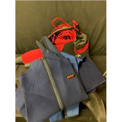 WETSUIT, SCUBA SUIT AND BOAT TOW ROPE