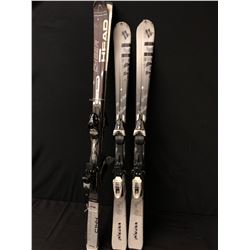 2 PAIRS OF SKIS: HEAD CYBER C144 163 CM SKIS, VOLKL ALL CONDITION 153 CM SKIS