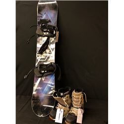 SNOWBOARD AND BOOTS: FIREFLY FURIOUS 163 CM SNOWBOARD, AND DC MUTINY 2018 SNOWBOARD BOOTS, SIZE US