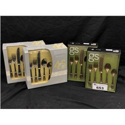 GIBSON ELITE ALDABELLA 16 PIECE DINNERWARE SET & 4 SETS OF CUTLERY