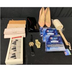 BAG OF ASSORTED WOMENS WALLETS SHOES AND MORE