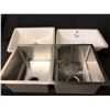 Image 1 : STAINLESS STEEL DOUBLE KITCHEN SINK AND 2 CERAMIC UNDER COUNTER BATHROOM SINKS