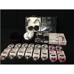 BAG OF HEADPHONES, BEATS BY DR. DRE, ALTEC NICK JONAS, 2 PAIRS OF SONY EARBUDS, AND MULTIPLE PAIRS