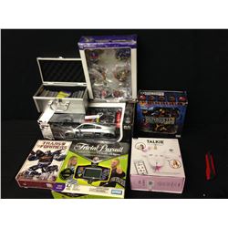 BAG OF TOYS, AUDI RC CAR, TRANSFORMERS, TALKI UNICORN, BOX OF DIGIMON CARDS AND MORE