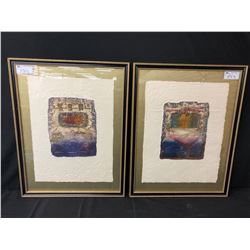 PAIR OF ABSTRACT FRAMED ORIGINAL ART PIECES TITLED "TAOS III" AND "TAOS IV", SIGNED BY ARTIST ON
