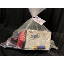 LOT OF TOOLS INC. MILWAUKEE AND DEWALT DRILLS, DEMOLITION DRILL, STRAPS, WELLER SOLDERING STATION