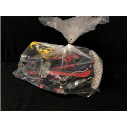 LOT OF TOOLS INC. AUTO CAR JUMP STARTER, CLAMPS, DREMEL TOOLS, PULLEYS AND MORE