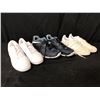 Image 1 : 3 PAIRS OF SHOES: BLUE NIKES SIZE 9.5 WHITE ADIDAS SIZE WOMEN'S 7, WHITE KANGAROOS SIZE 9