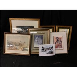 LOT OF ASSORTED FRAMED ART, FIRST NATIONS AND OTHER (7 PIECES)