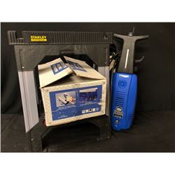 TILE SAW, SAW HORSE, PRESSURE WASHER (3 PIECES)