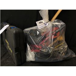 TOOLS INC. WELDING CABLE, AIR LINE, HAND TOOLS, SOCKET SET (MISSING SOME PIECES) AND MORE (2 PIECES)