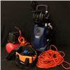 Image 1 : SIMONIZ PRESSURE WASHER, BAG OF AIR TOOLS, SMALL COMPRESSOR AND EXTENSION CORD (3 PIECES)