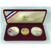 Image 1 : 1984 US OLYMPIC GOLD $10.00 COIN WITH 2 SILVER $1.00 US COINS