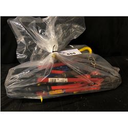 LARGE BAG OF TOOLS INC. WRENCHES, PRY BARS, BOLT CUTTERS, HAMMERS AND MORE