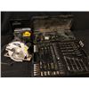 Image 1 : LOT OF TOOLS INC. MAKITA RECIPROCATING SAW, DEWALT PALM SANDER, CIRCULAR SAW, AND SOCKET/WRENCH SET