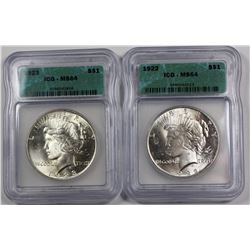 1922 & 1923 PEACE SILVER DOLLARS