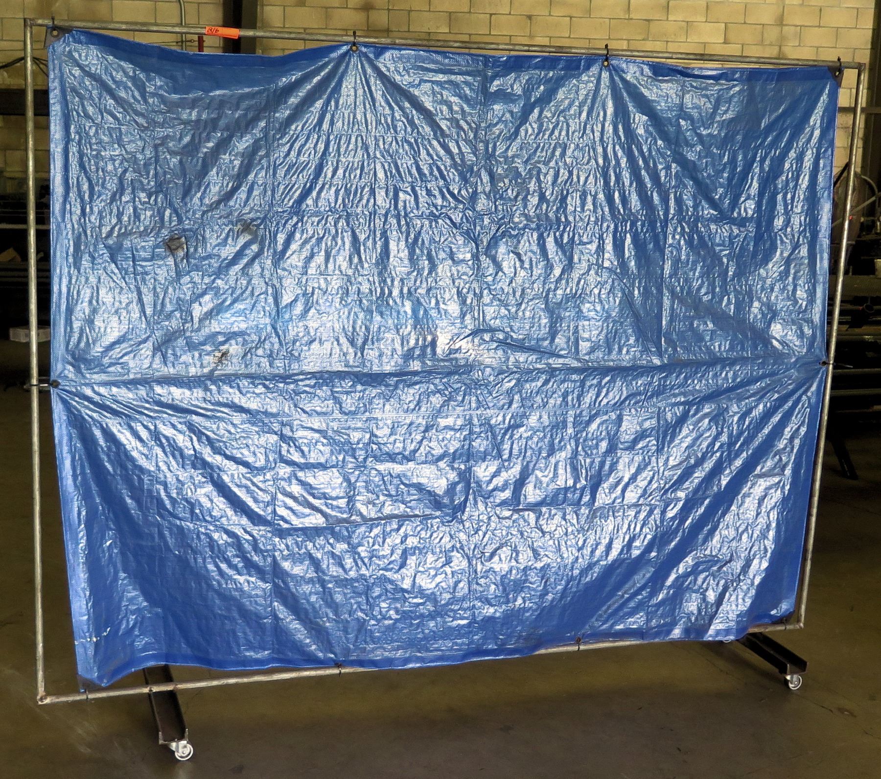 Pipe Rack Frame w/ Stretched Blue Tarp (Temporary Divider)