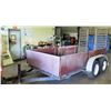 Image 1 : Double Axle Flatbed Utility Trailer w/Wood Sides. No title, documents or paperwork will be included 