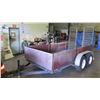 Image 2 : Double Axle Flatbed Utility Trailer w/Wood Sides. No title, documents or paperwork will be included 