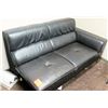 Image 1 : Black Faux Leather Chaise/Loveseat (70"L x 36" Depth, 33" Back Ht)