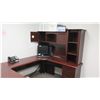 Image 2 : Wooden "U" Shaped Desk Ensemble w/ Cabinets (larger desk piece 64" W x 28" D)