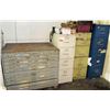 Image 1 : Qty 3 Metal File Cabinets, Blueprint Cabinet, Refrigerator & Metal Desk, 60" x 30"