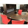 Image 1 : DARK ESPRESSO BOW FRONT L-SHAPE EXECUTIVE DESK WITH HUTCH, RIGHT HAND