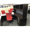 Image 2 : DARK ESPRESSO BOW FRONT L-SHAPE EXECUTIVE DESK WITH HUTCH, RIGHT HAND