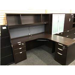 DARK ESPRESSO 6' X 6' CORNER WORKSTATION WITH HUTCH