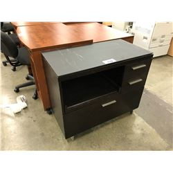 BLACK 3 DRAWER STORAGE CABINET WITH SLIDE OUT COMPARTMENT