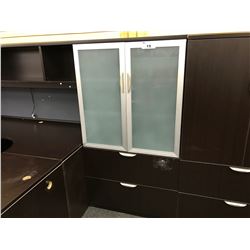 5.5' 2 DRAWER LATERAL FILE CABINET WITH DOUBLE DOOR FROSTED GLASS STORAGE CABINET