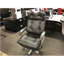 BLACK LEATHER TUFTED HIGH BACK EXECUTIVE CHAIR