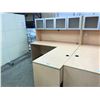 Image 2 : MAPLE 6' X 6' L-SHAPE EXECUTIVE DESK WITH FROSTED GLASS 4 DOOR HUTCH