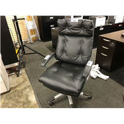 BLACK LEATHER TUFTED HIGH BACK EXECUTIVE CHAIR