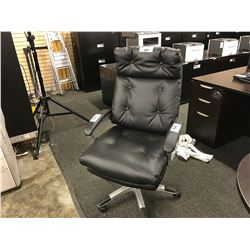 BLACK LEATHER TUFTED HIGH BACK EXECUTIVE CHAIR