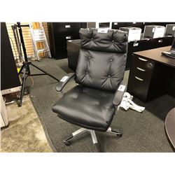 BLACK LEATHER TUFTED HIGH BACK EXECUTIVE CHAIR