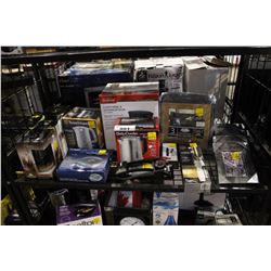 SHELF INCLUDING KETTLE, WAX WARMERS, HAIR CURLER, PHOTO FRAMES, SOFA SLIPCOVER, AND MORE