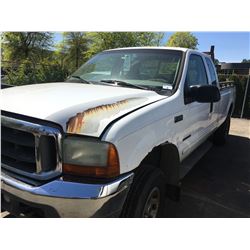 2001 FORD F-350 SUPER DUTY, 2DR EXT CAB PU, WHITE, VIN # 1FTSX31F51EA66119
