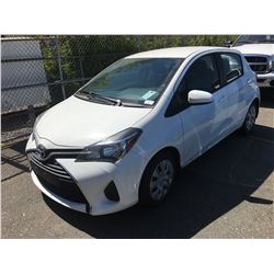 2016 TOYOTA YARIS, WHITE, HATCHBACK, GAS, AUTOMATIC, VIN#VNKKTUD31GA056472, 19,881KMS,