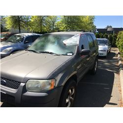2004 FORD ESCAPE, 4DR SUV, GREY, VIN # 1FMYU92124KA14974