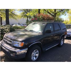 2000 TOYOTA 4 RUNNER SR5, 4DRSW, BLACK, GAS, MANUAL, VIN#JT3HN86R5Y0264520, 352,397KMS, MUST